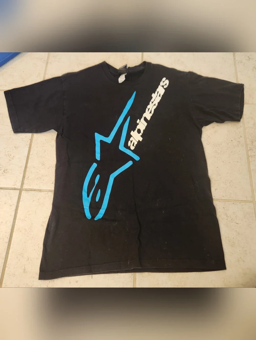 Mens Vtg Black Alpinestars Short‎ Sleeve Logo Cotton T Shirt Size M #1444